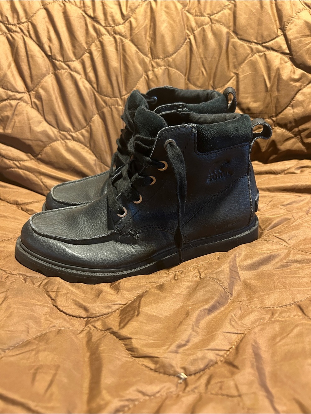 Sorel Black Kids Lace-Up Leather Boots